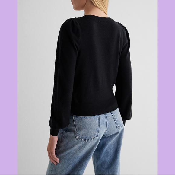 NWT Express Black Sequin Button Front Cardigan - Picture 10 of 15